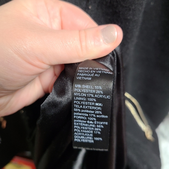 WHBM Knee Length XL Black Winter Jacket Poly Nylon Acrylic Blend Silver Accents - Picture 5 of 6